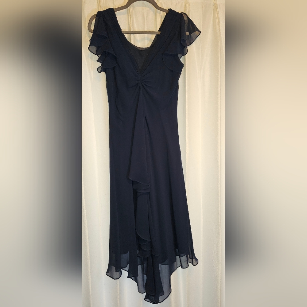 Navy blue assymetrical cocktail dress